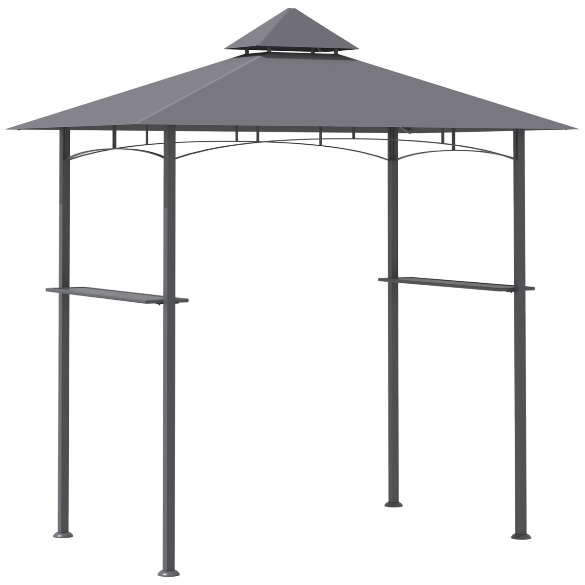 Outsunny 2.5M 8ft Double-Tier BBQ Gazebo Grill Canopy with Side Shelves, Grey