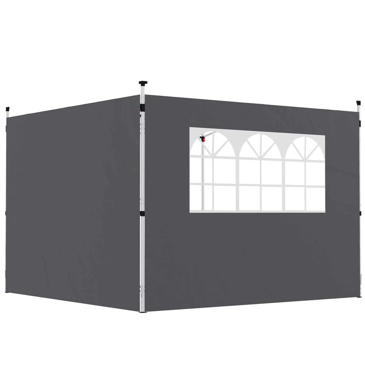 Outsunny 2-Piece Gazebo Replacement Side Panels with Window, Dark Grey