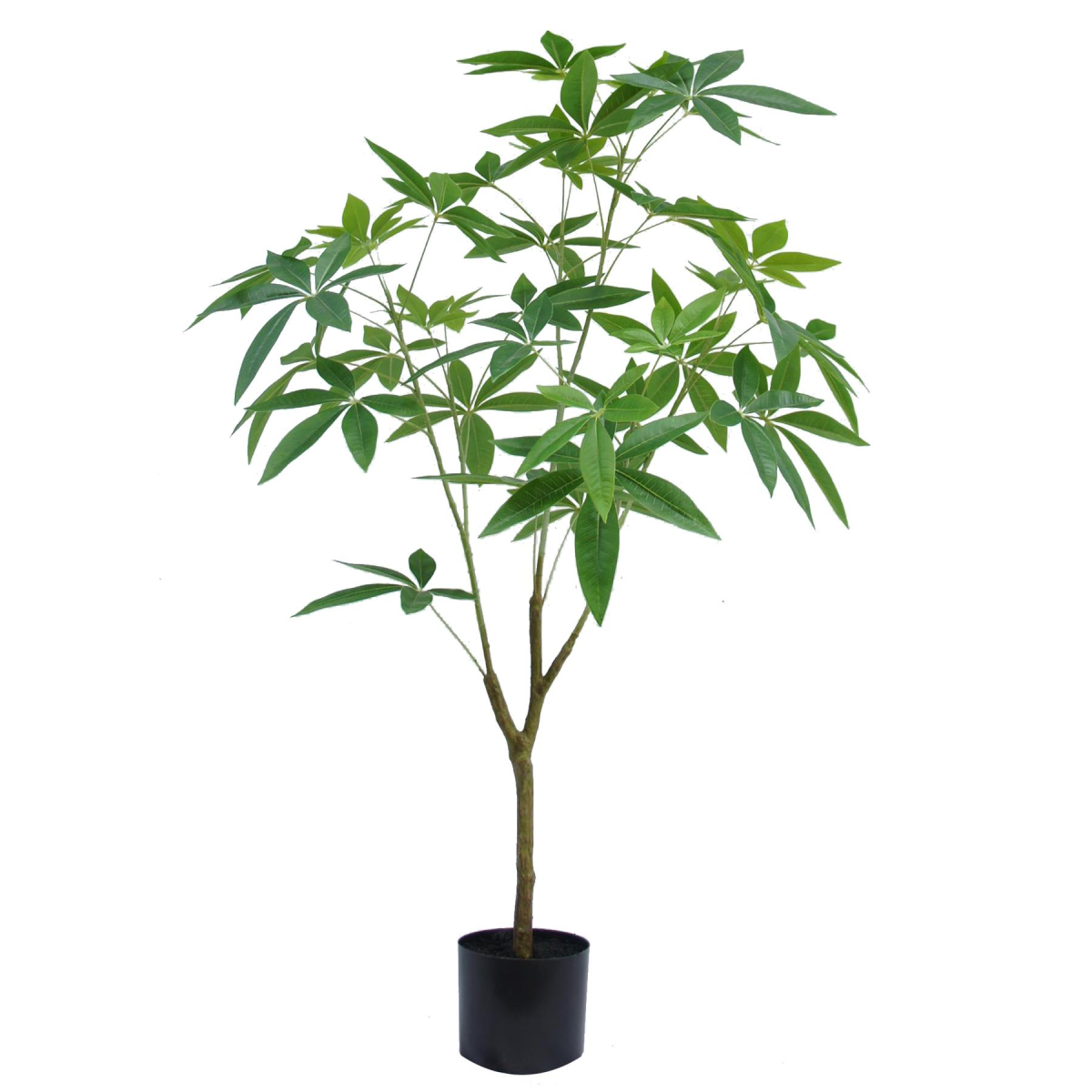 Leaf 120cm Artificial Money Tree Pachira Realistic Faux Tree in Black Pot