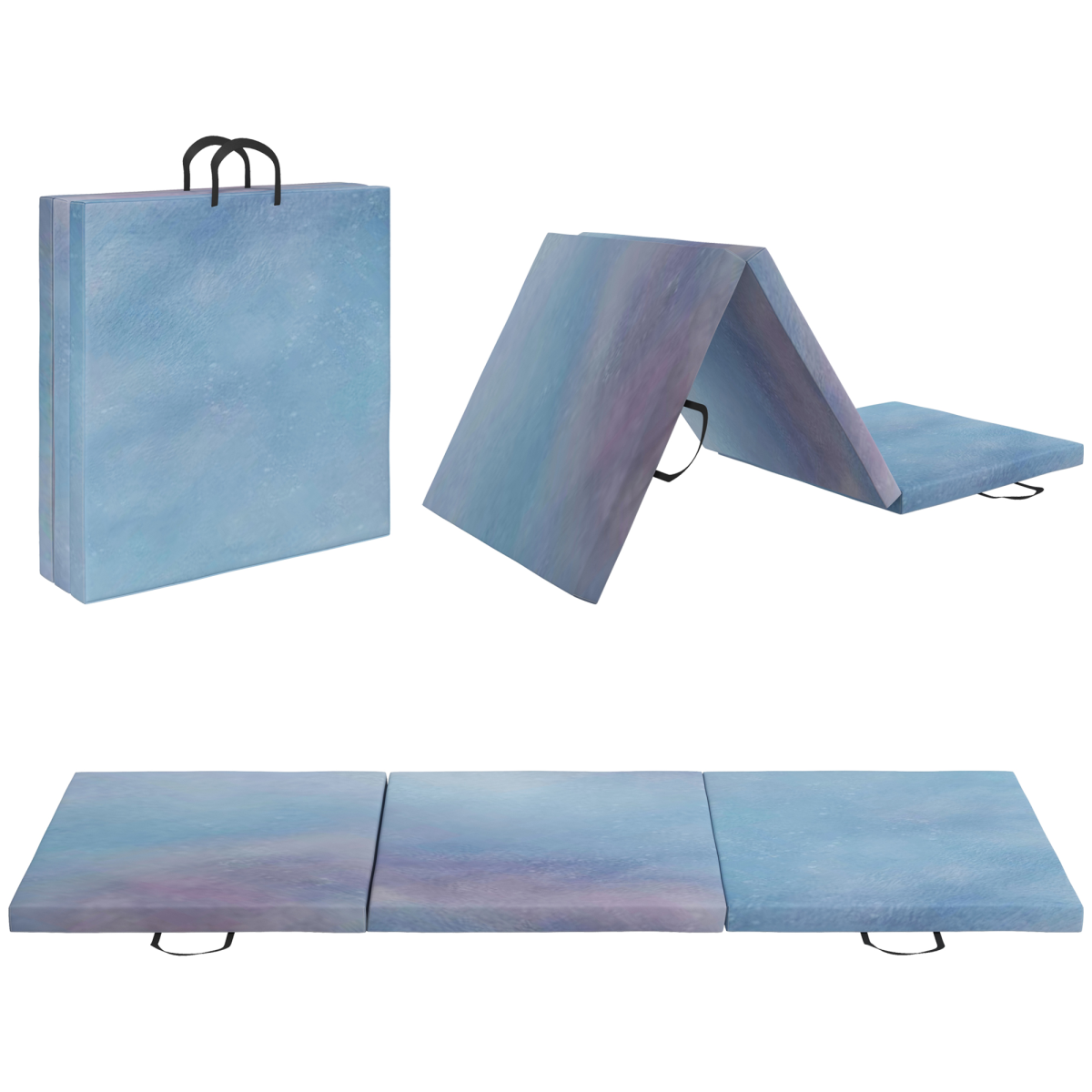 HOMCOM Tri-Fold Gymnastics Crash Mat, 6ft, 2" Thick, Sky Blue