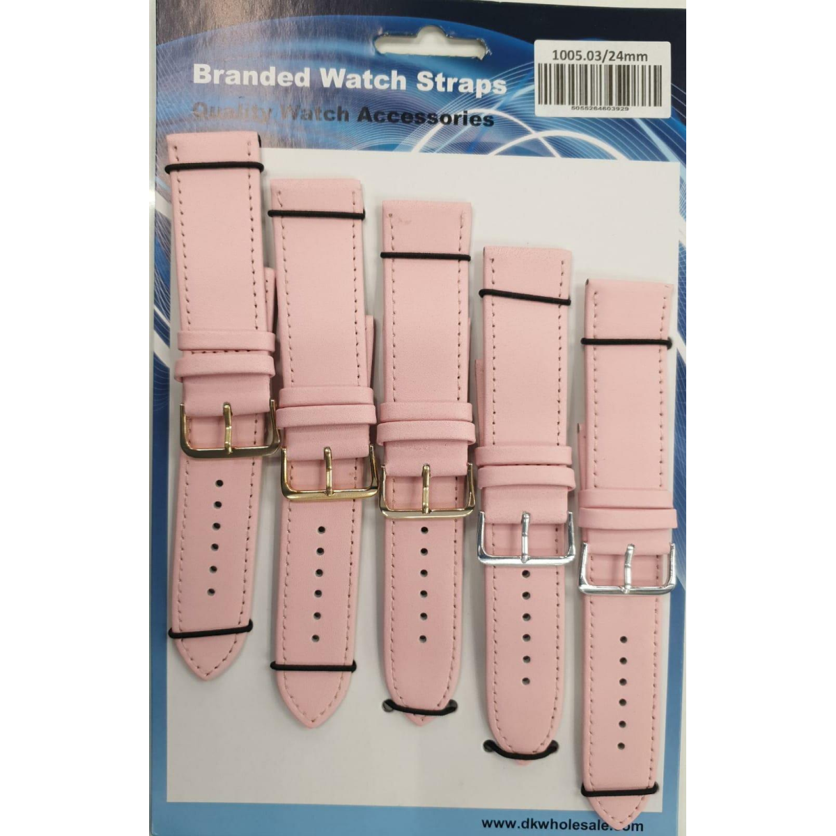 Pink Leather Watch Straps, Pack of 5, 24mm, 1005.03