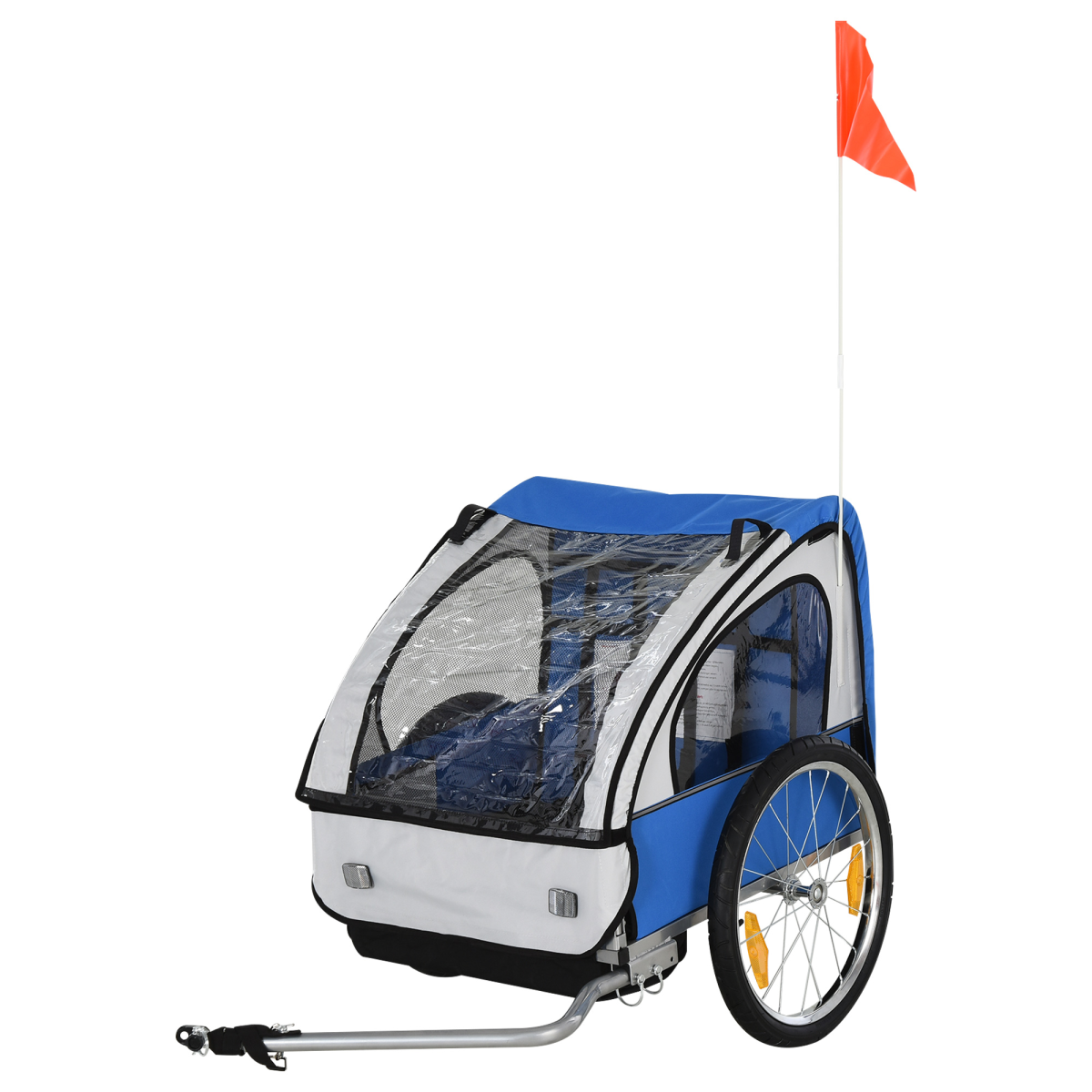 18m+ 2-Seat Child Bike Trailer with Steel Frame and 5-Point Harness