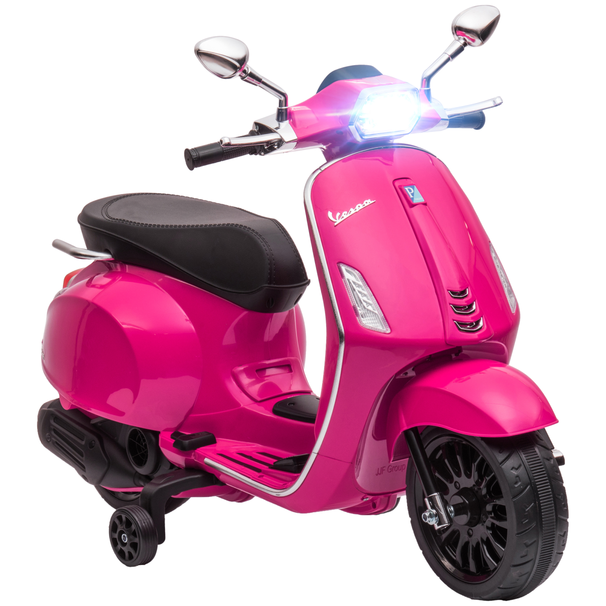 AIYAPLAY Licensed Vespa 12V Kids Electric Motorbike with Training Wheels, Pink