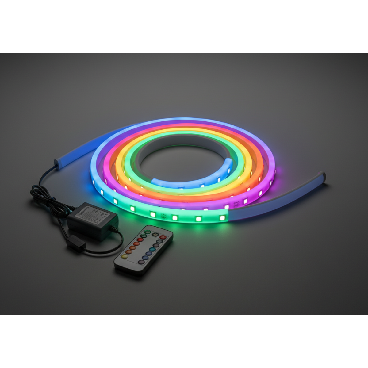 ExtraStar 5M Neon RGB LED Strip Light with Power Adapter and Remote Control