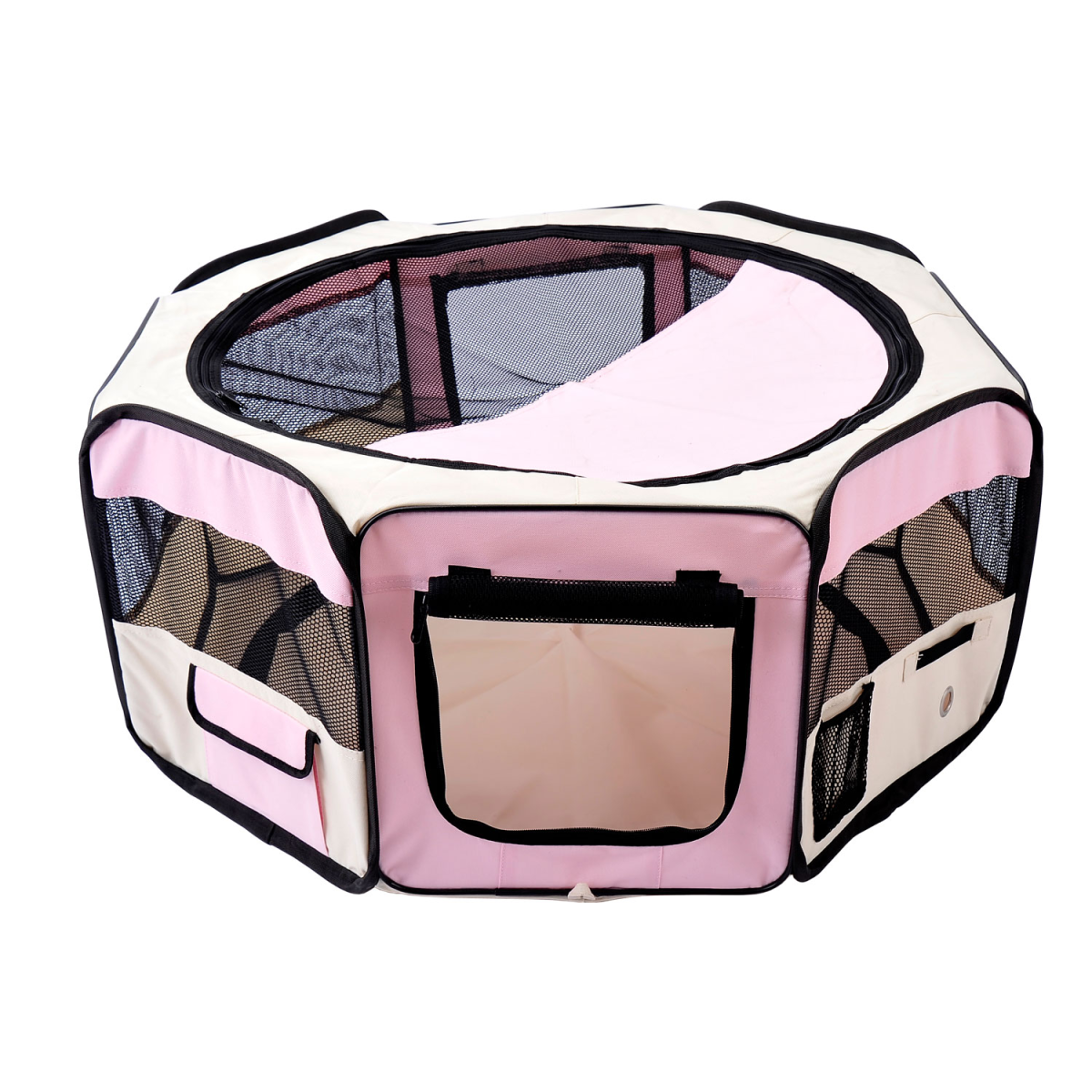 Portable Pet Playpen for Small Pets with Steel Frame, Waterproof Oxford Fabric, Mesh Sides and Carry Bag