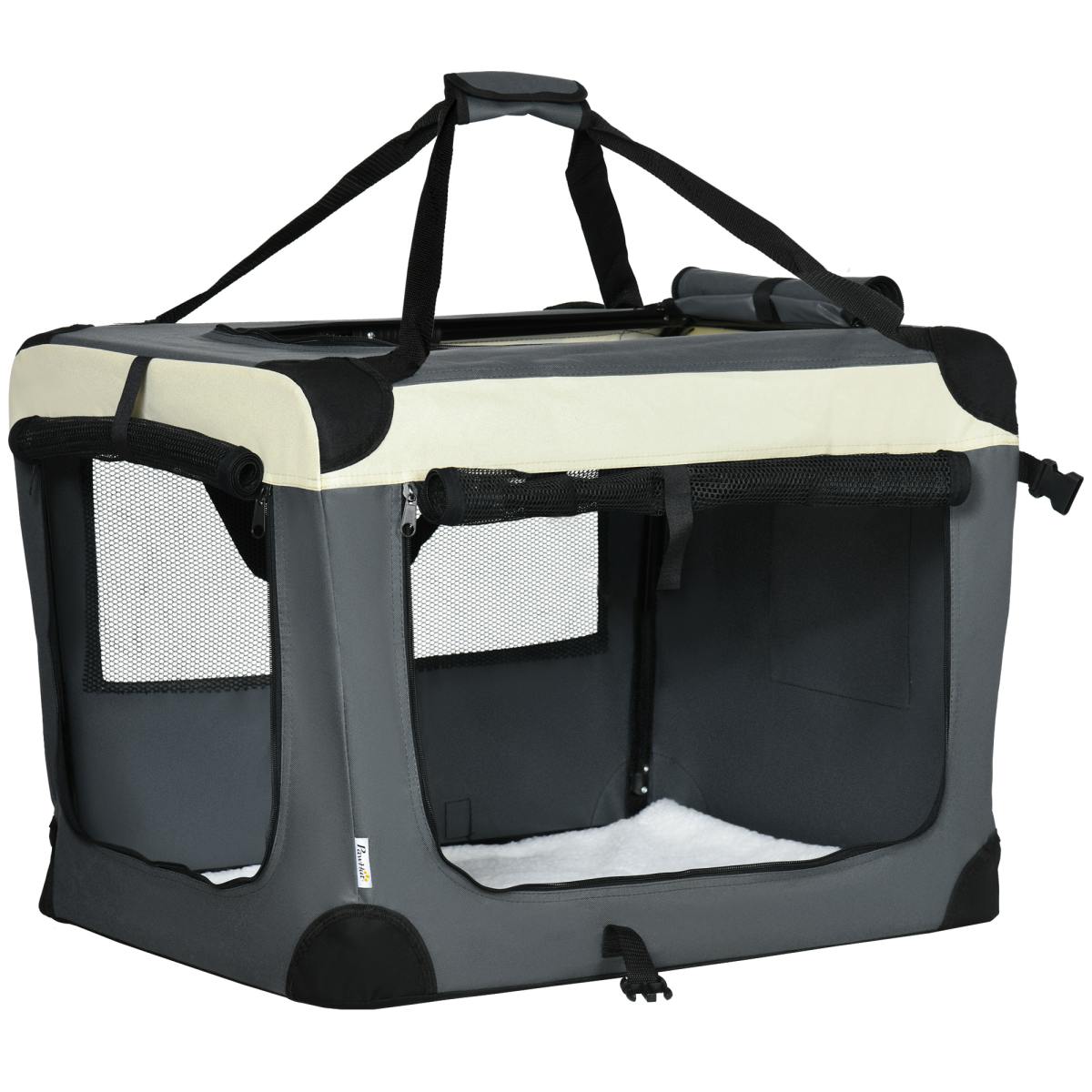 70cm Foldable Pet Carrier with Cushion for Mini Dogs and Cats, Grey