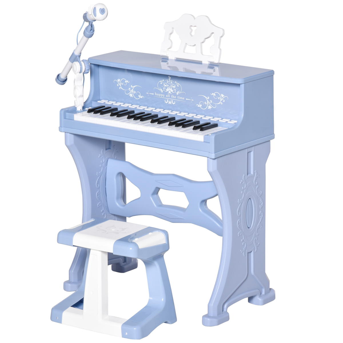 HOMCOM 37-Key Battery Powered Kids Keyboard Piano with Microphone, Stool and Education Mode