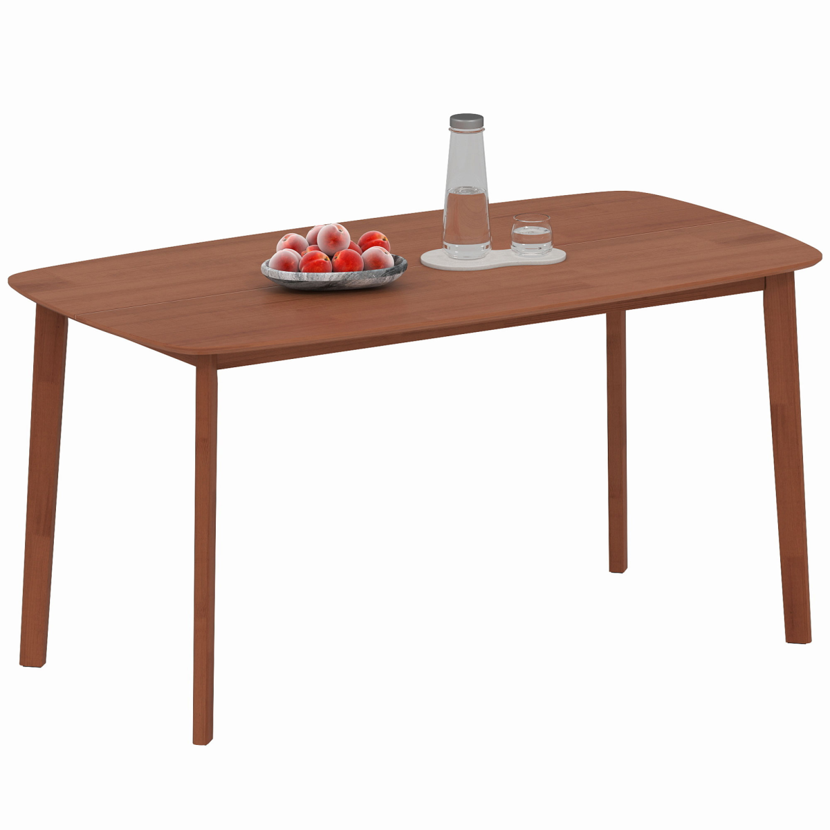 HOMCOM 150cm Rectangular Dining Table, Solid Wood Frame, Light Brown