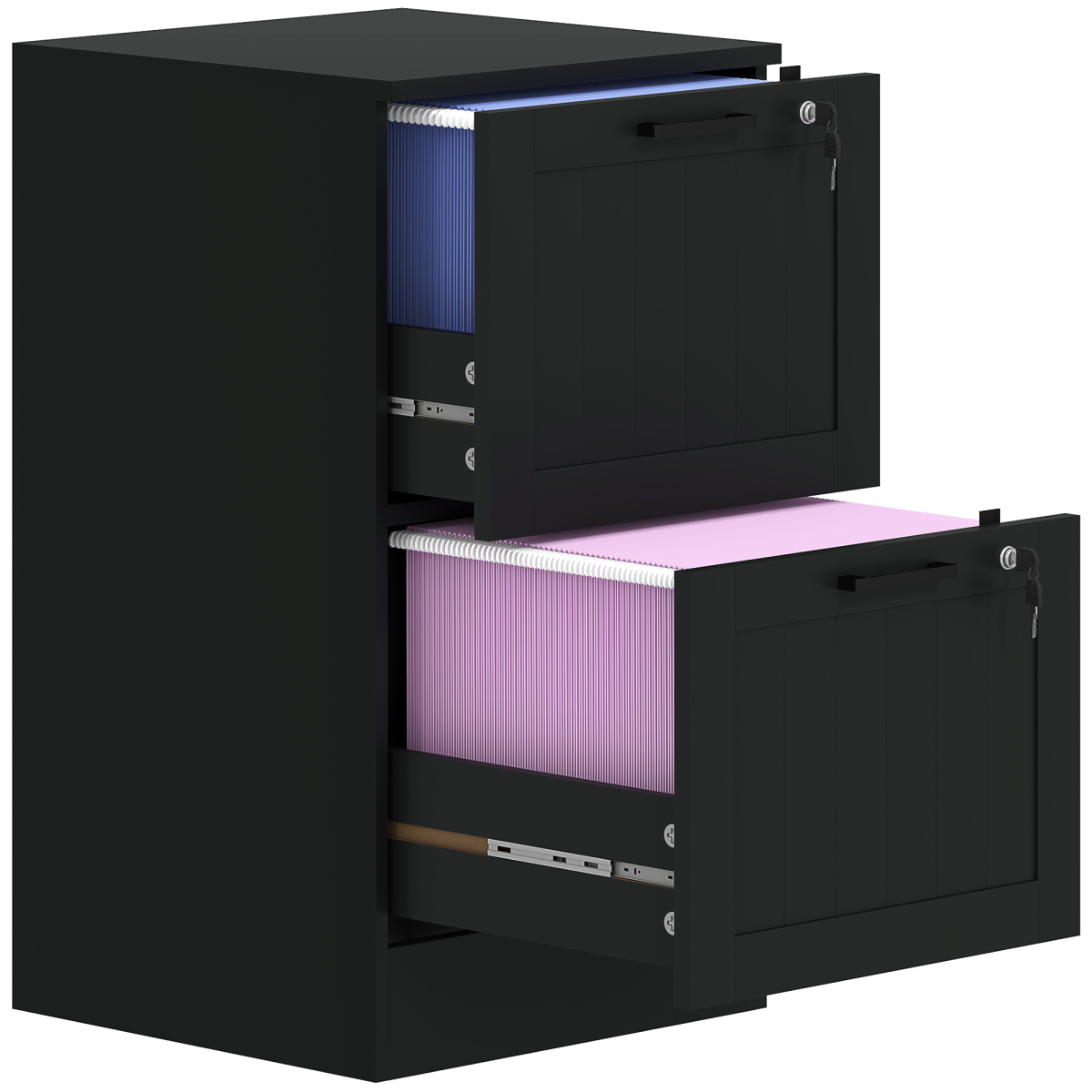 HOMCOM 2-Drawer Locking File Cabinet with Adjustable Hanging Bars, Black
