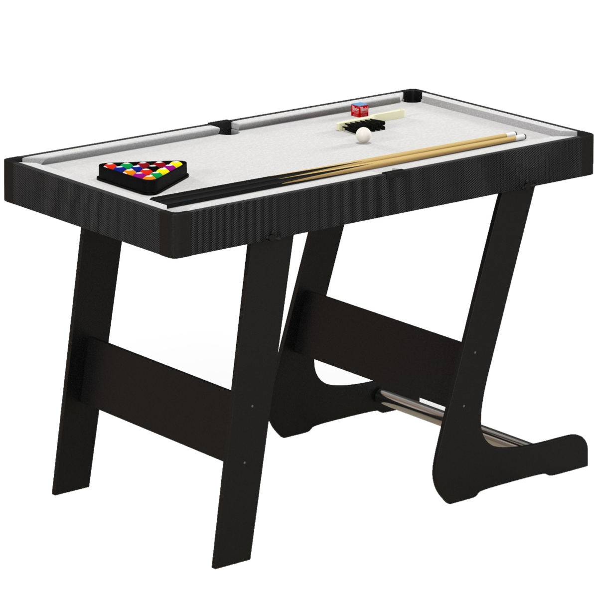 Outsunny 3.5ft Folding Billiard Table Set with 2 Cues, 16 Balls