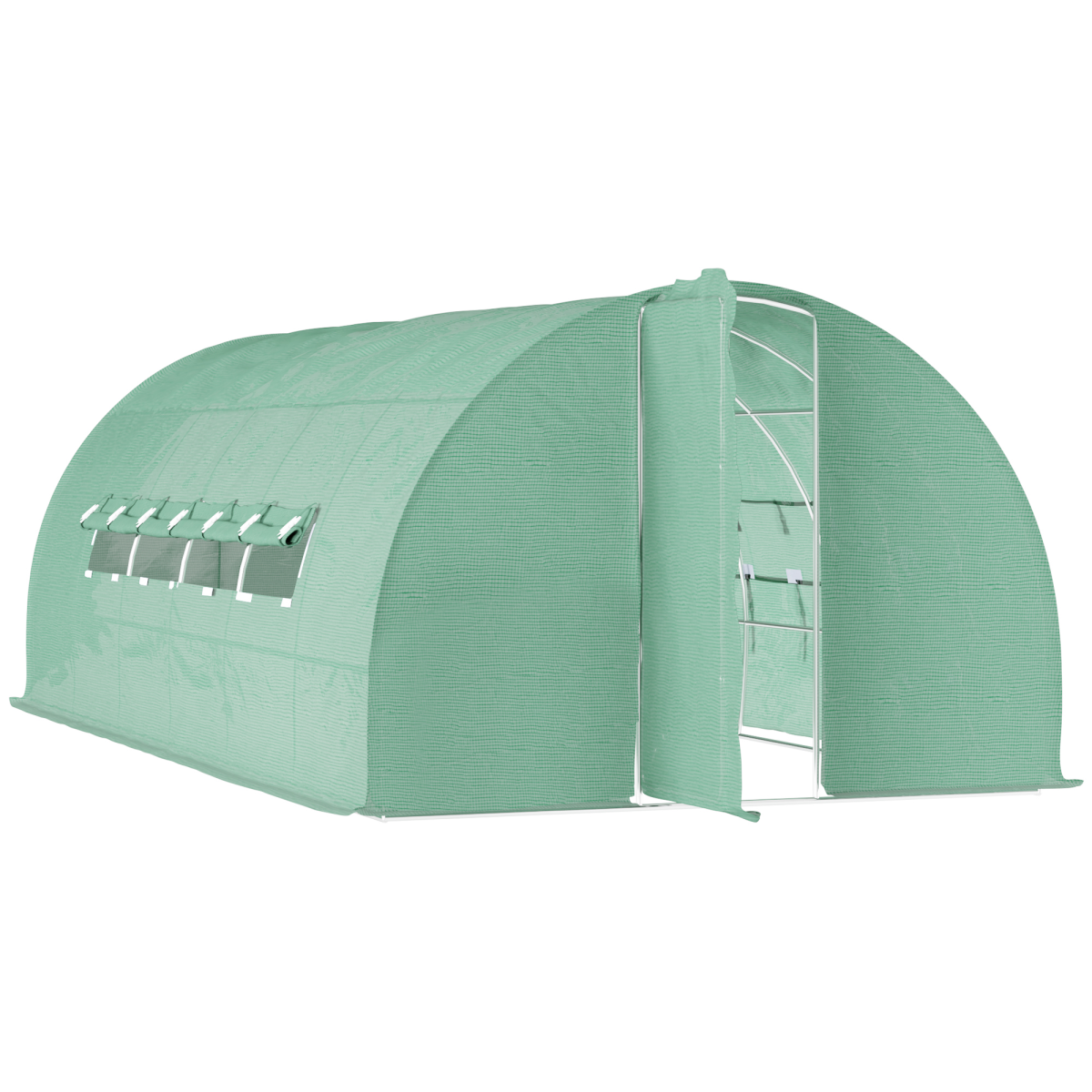 Outsunny 6 x 3m Reinforced Walk-In Polytunnel Greenhouse with Steel Frame and UV PE Cover
