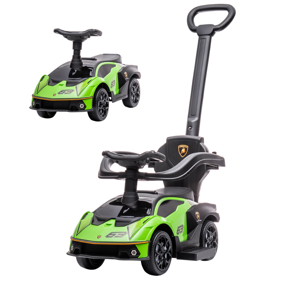 HOMCOM Lamborghini Essenza SCV12 2-in-1 Baby Ride-On Push Car, Green