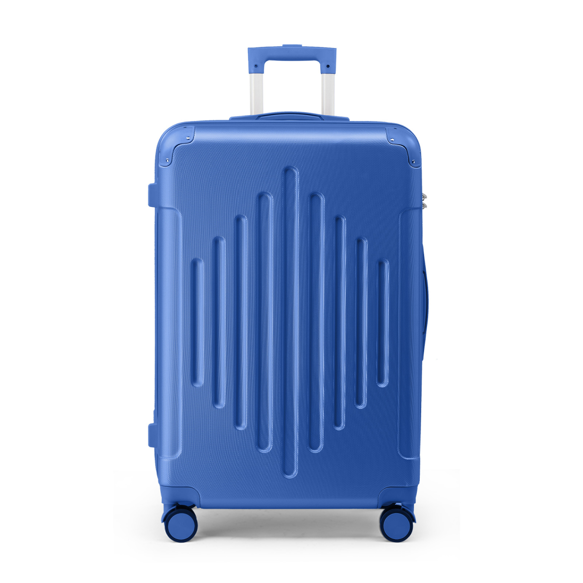 20-Inch ABS Hard Shell Suitcase with Diamond Pattern and Corner Guards - Navy Blue