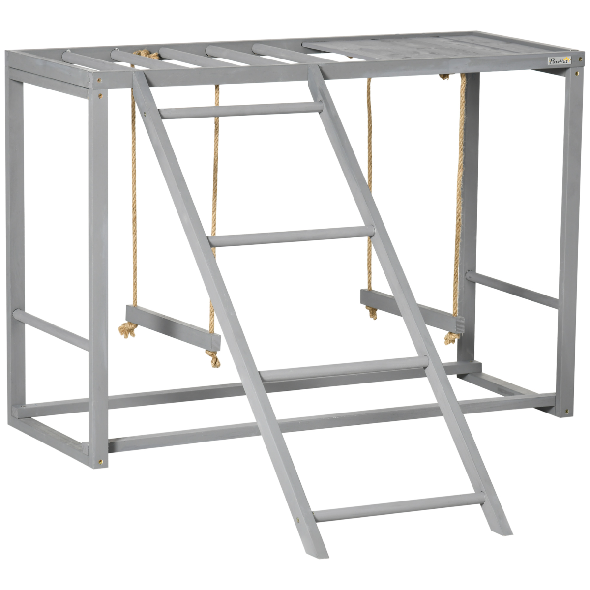 PawHut Chicken Activity Play Center with Swing Set, Ladder and Perches for 3-4 Birds, Grey