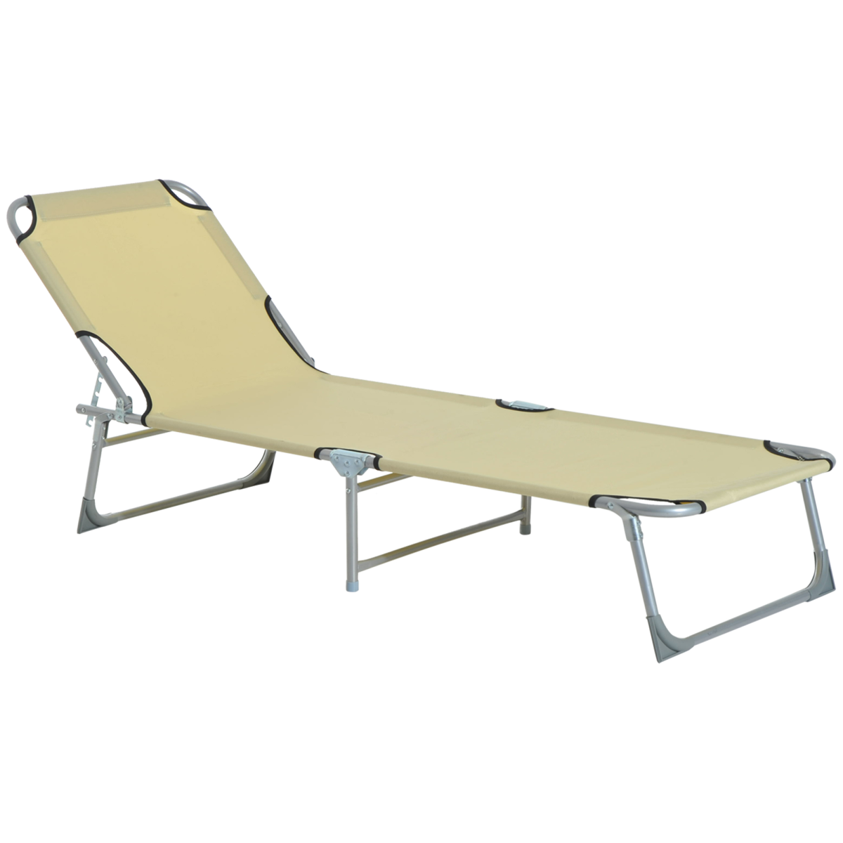 Portable Folding Camping Cot Sun Lounger with Adjustable Back, Outdoor Recliner Chaise Chair