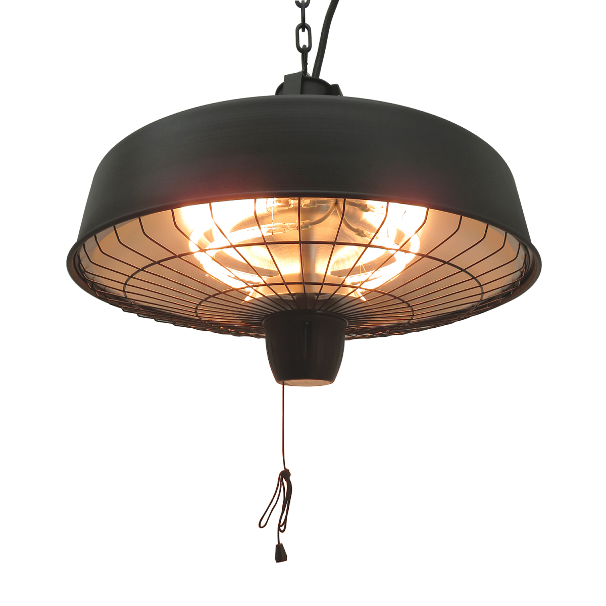HOMCOM Adjustable Infrared Halogen Ceiling Hanging Heater 1000/2500W Black Aluminium IP24