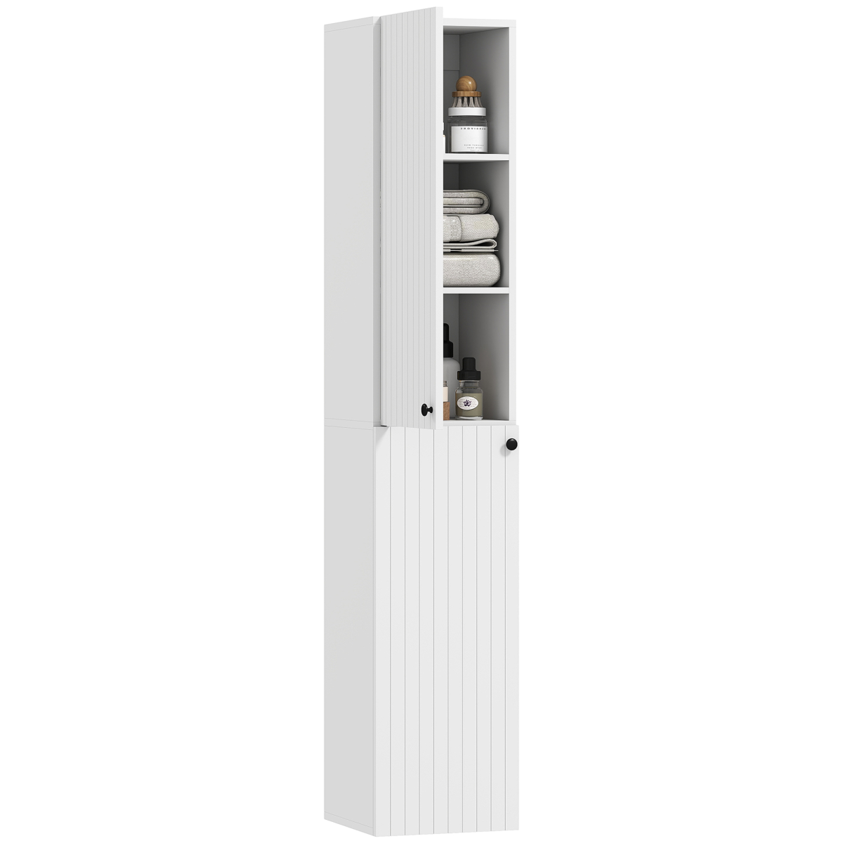 HOMCOM Wall-Mounted Slim Bathroom Storage Cabinet, White