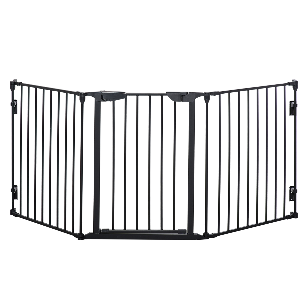 3-Panel Dog Playpen Pet Gate with Walk-Through Door, Freestanding or Wall-Mounted, Black