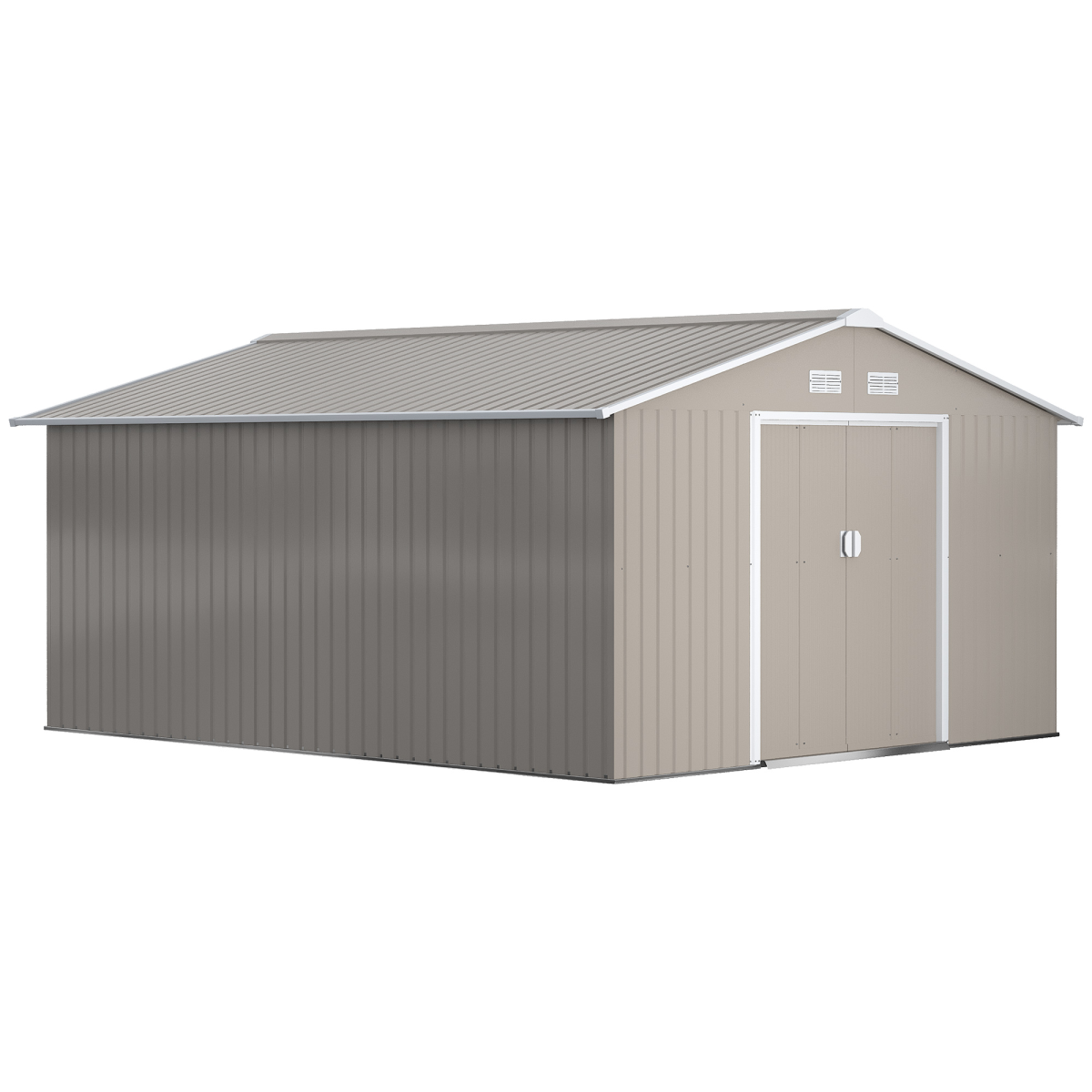 Outsunny Metal Garden Storage Shed, Sloped Roof, Double Door, 12.5ft x 11ft