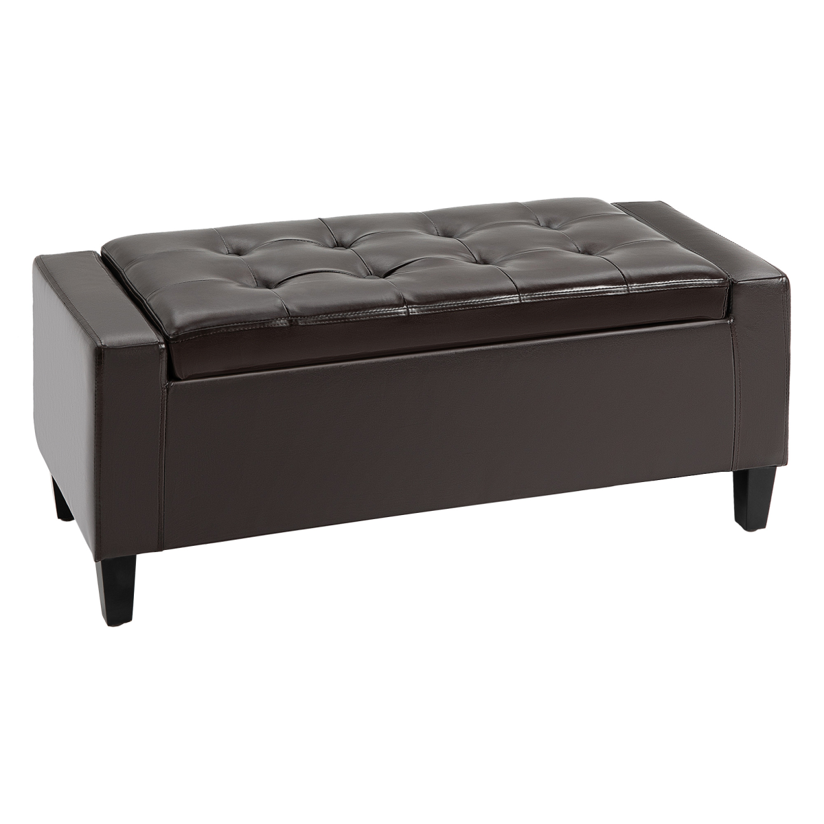 HOMCOM Tufted Faux Leather Storage Ottoman Bench, Padded Seat