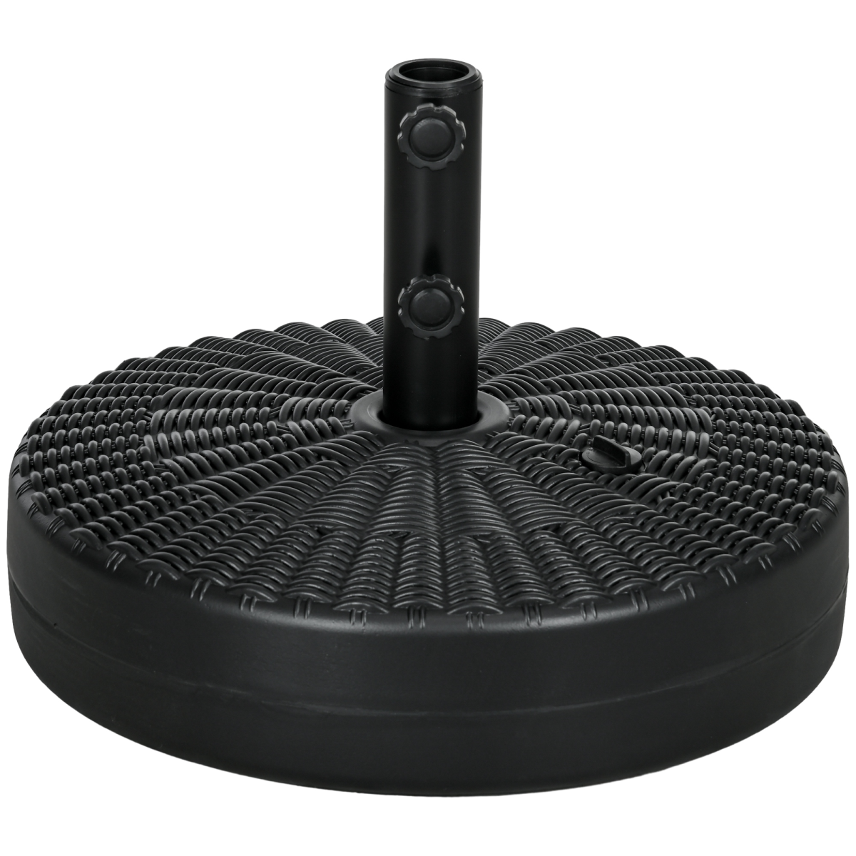 Round Umbrella Parasol Base with Rattan Effect, Plastic Parasol Stand, Black