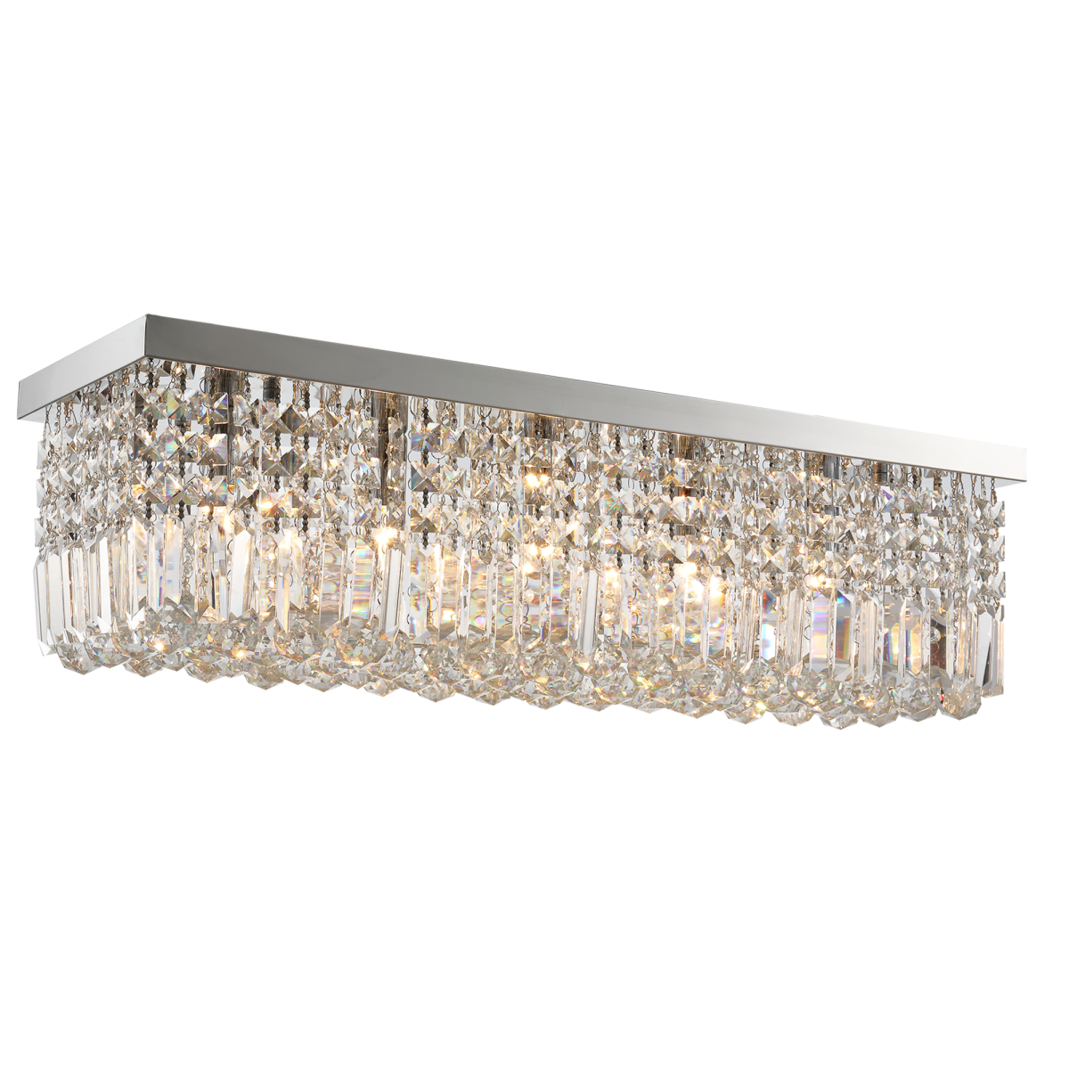 Modern Square Crystal Ceiling Light Chandelier, Silver, E14 Base