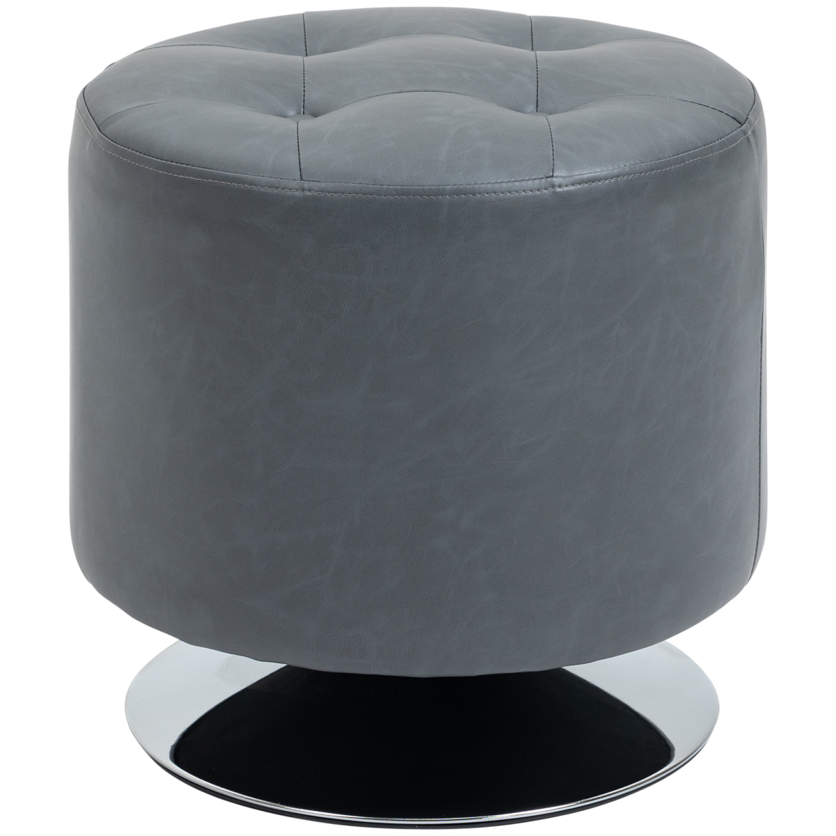 HOMCOM Grey 360 Swivel Footstool Ottoman with Thick Padding and Steel Base