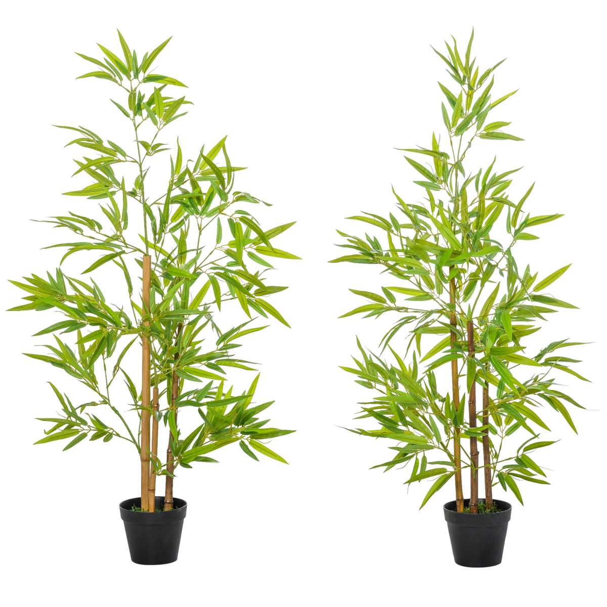 Outsunny Set of 2 Artificial Bamboo Trees Decorative Plant 120cm Indoor/Outdoor
