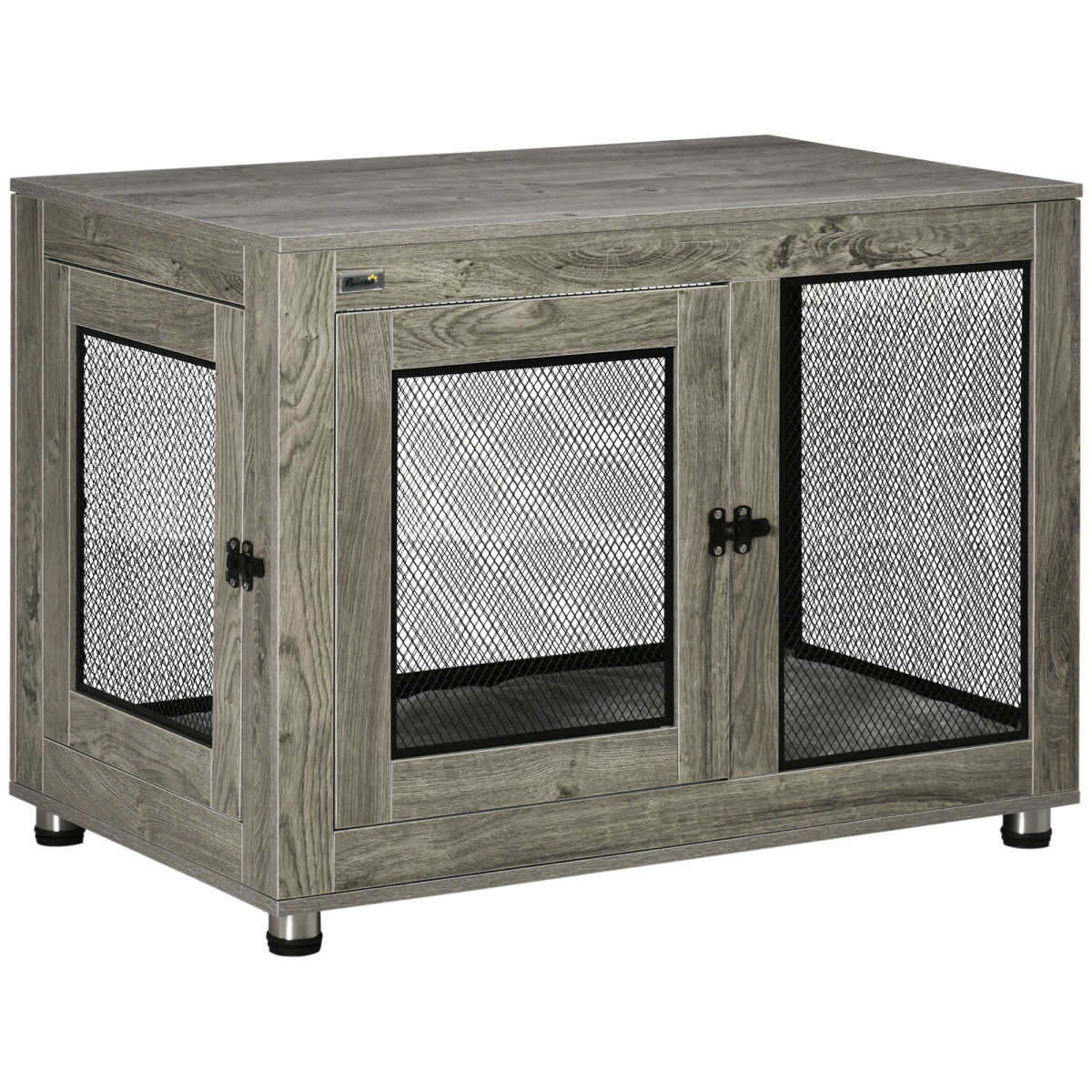 Dog Kennel Furniture End Table with Two Doors and Soft Cushion for Large Medium Dogs
