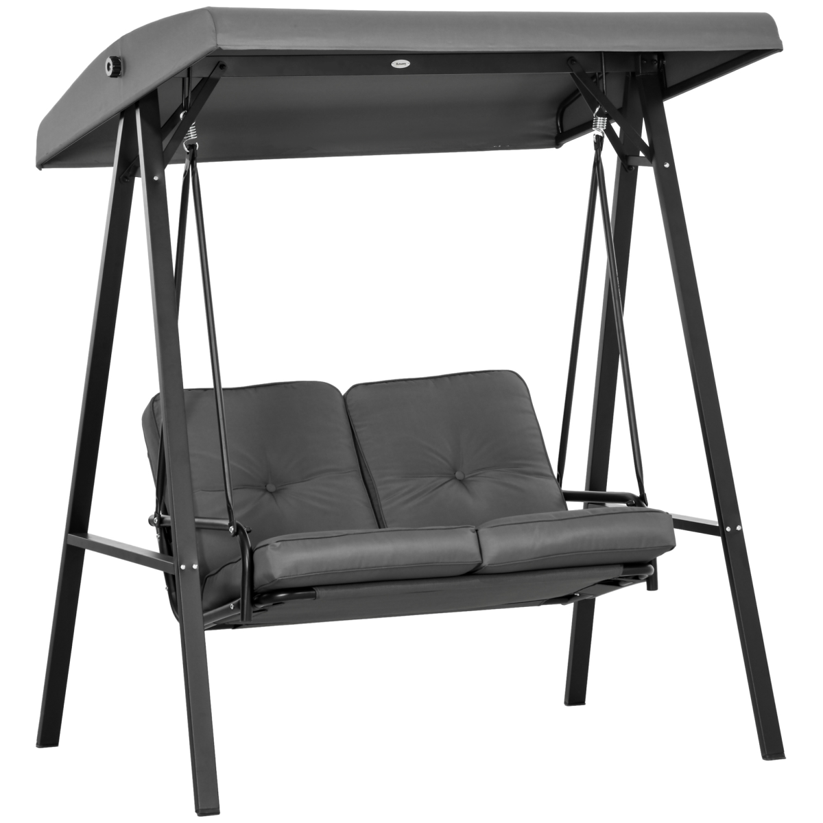 Outsunny 2-Seater Outdoor Swing Chair with Adjustable Canopy, Dark Grey