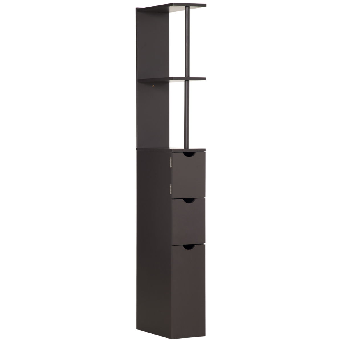 HOMCOM Tall Bathroom Storage Cabinet with Shelves and Drawers, Brown