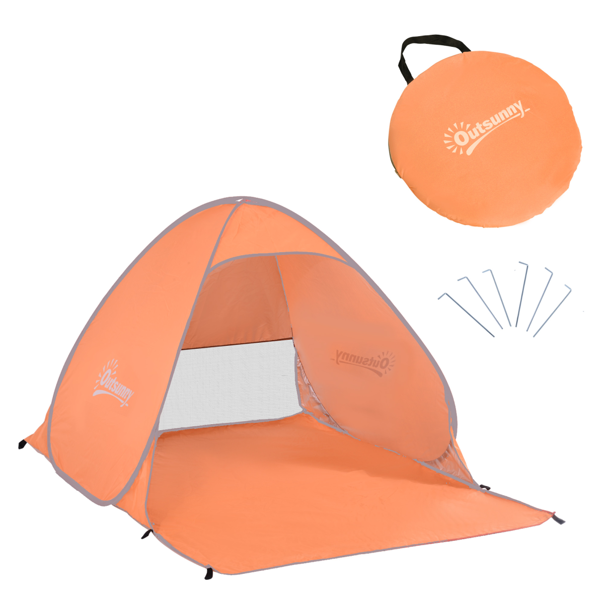 Pop-Up Beach Tent Sun Shade Shelter for 2-3 People with Ventilation Window, Stakes and Carry Bag, 200 x 150 x 119 cm