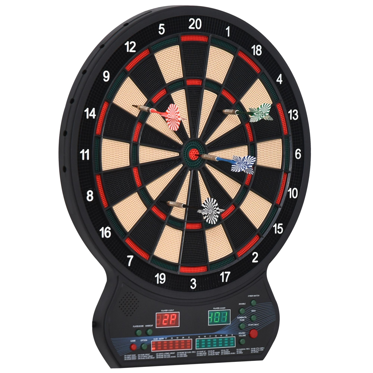 HOMCOM Electronic LED Dartboard with 27 Games, 202 Scoring Options, 12 Soft Darts