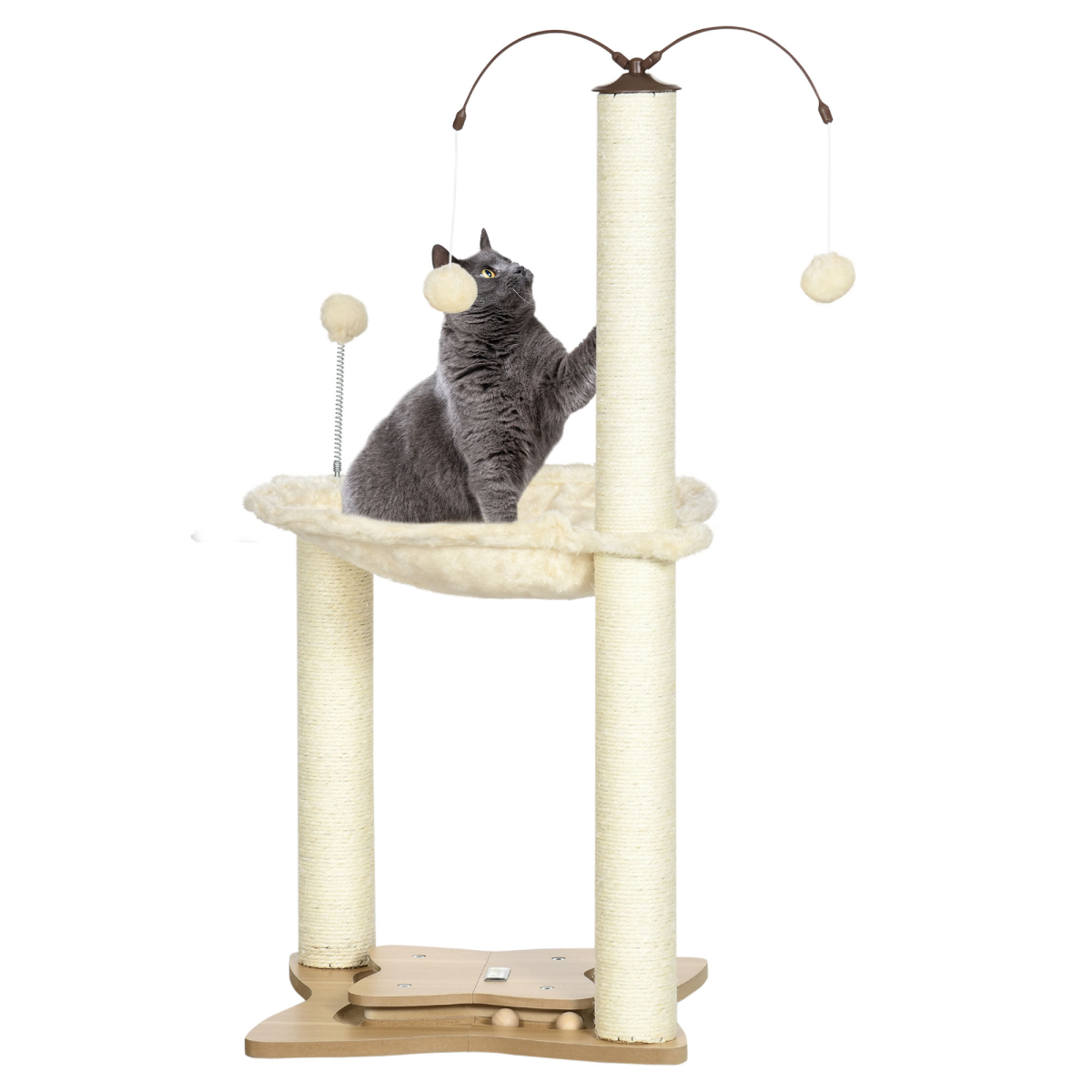 Cat Tree for Indoor Cats with Scratching Posts, Hammock, Toy Ball, Pawhut
