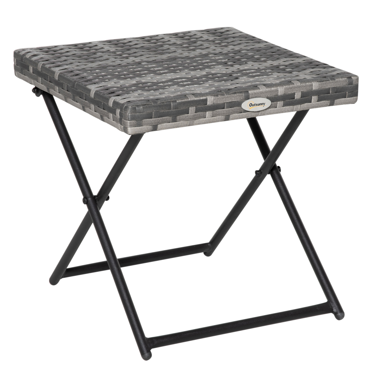 Folding Square PE Rattan Folding Coffee Table with Steel Frame, Foldable, 40cm, Outsunny