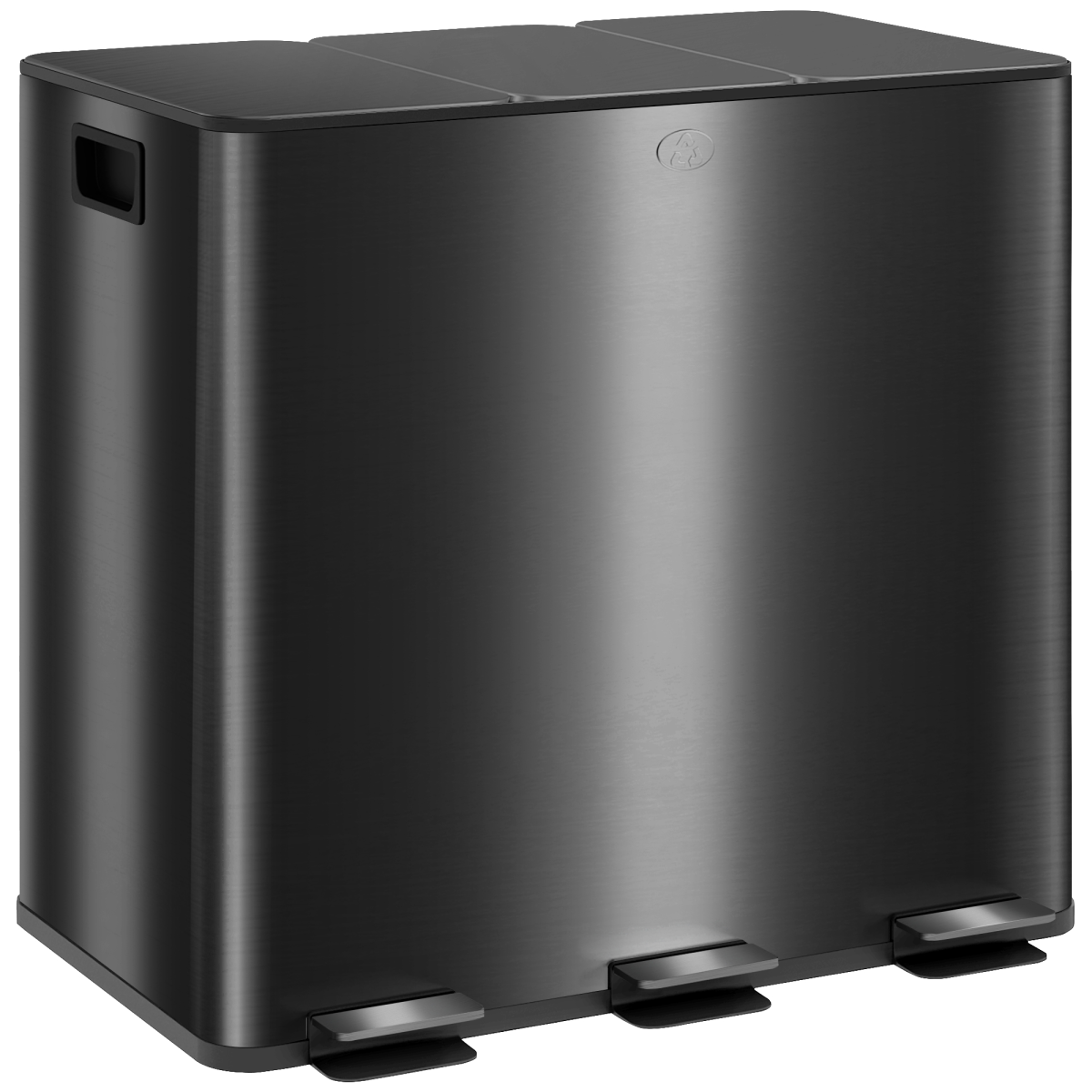 HOMCOM 3 x 15L Triple Kitchen Pedal Bin for Recycling & Waste, Black