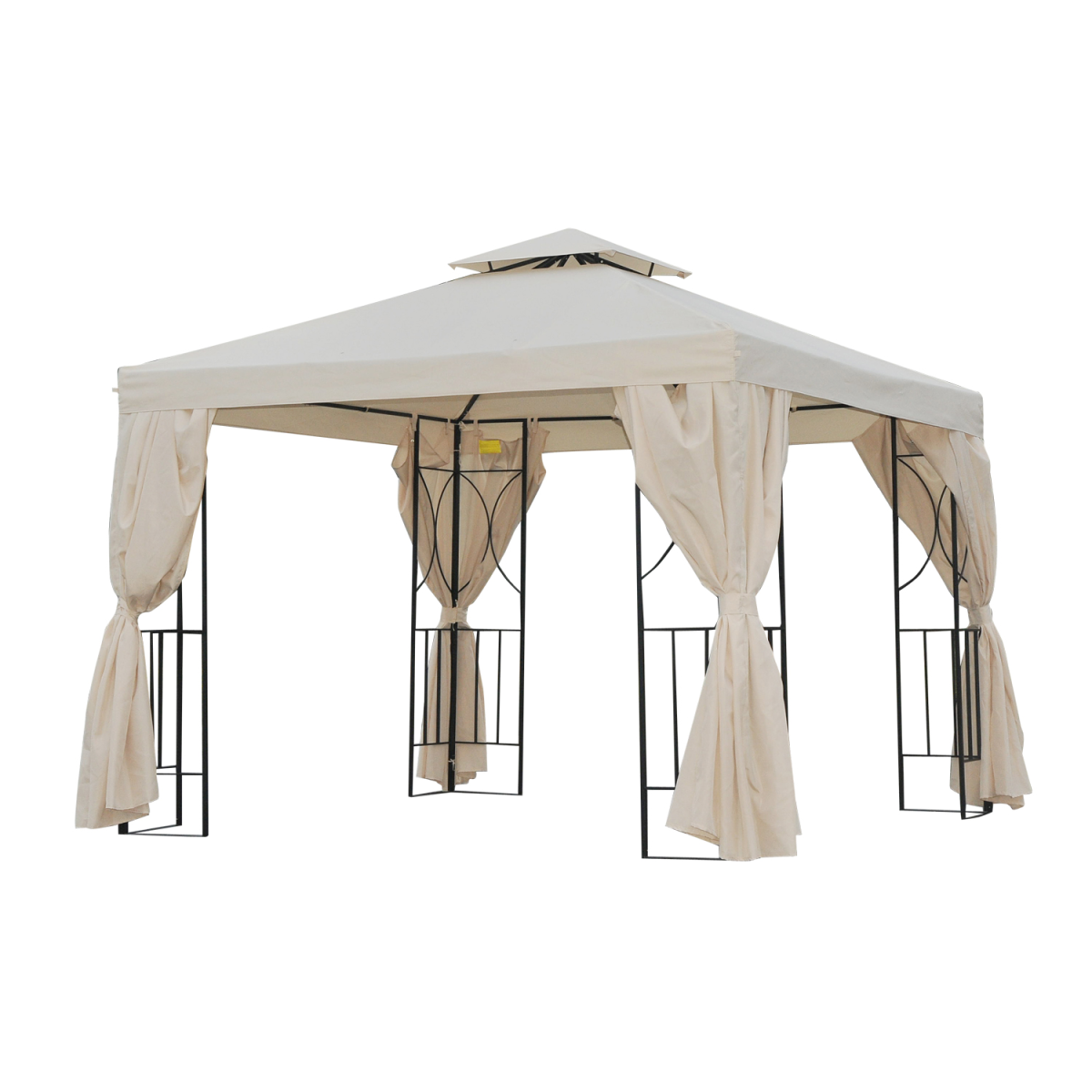3 x 3m Metal Garden Gazebo with Side Walls, Double-Tier Roof