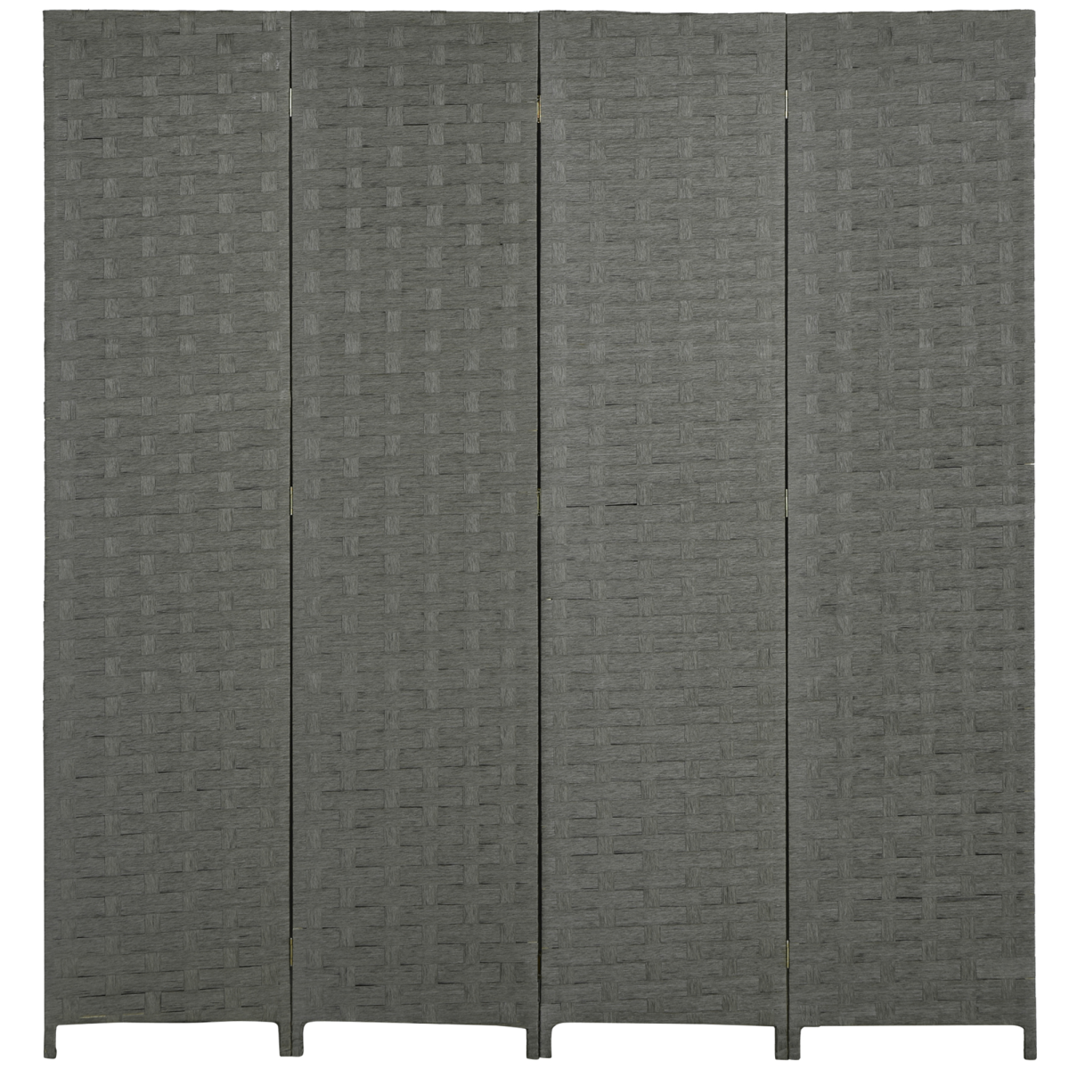 4-Panel Foldable Wave Fibre Room Divider Privacy Screen, Grey
