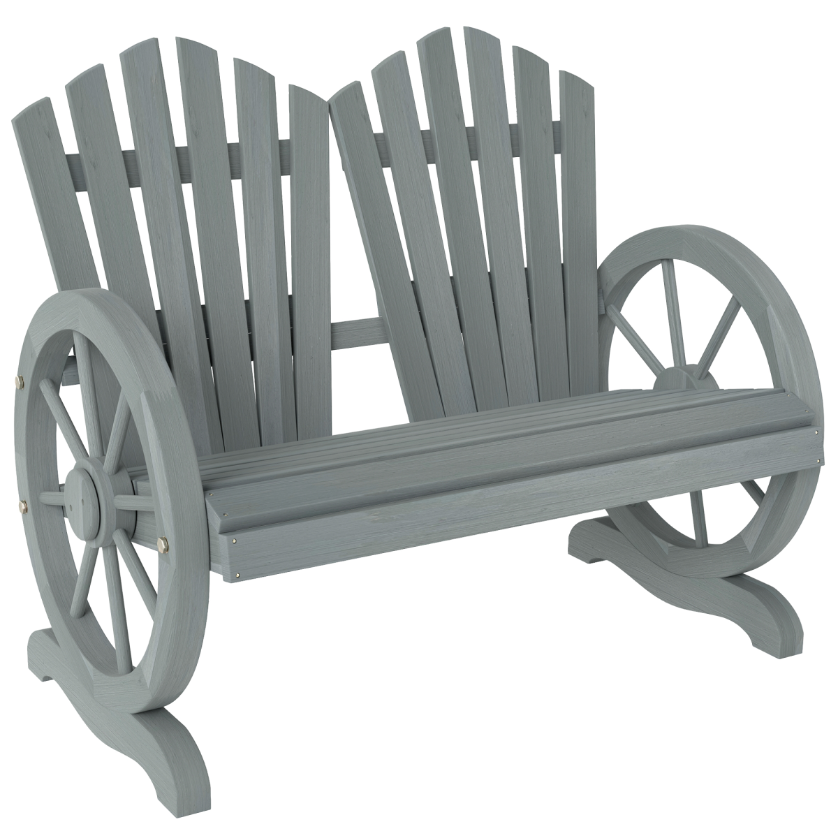 Outsunny Grey Fir Wood Outdoor Chair with Ergonomic Back Support