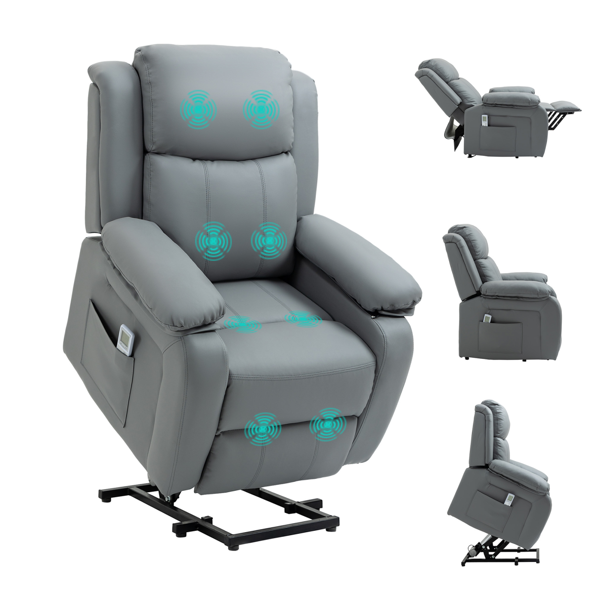 HOMCOM Electric Power Lift Recliner Chair with Massage Vibration, Grey