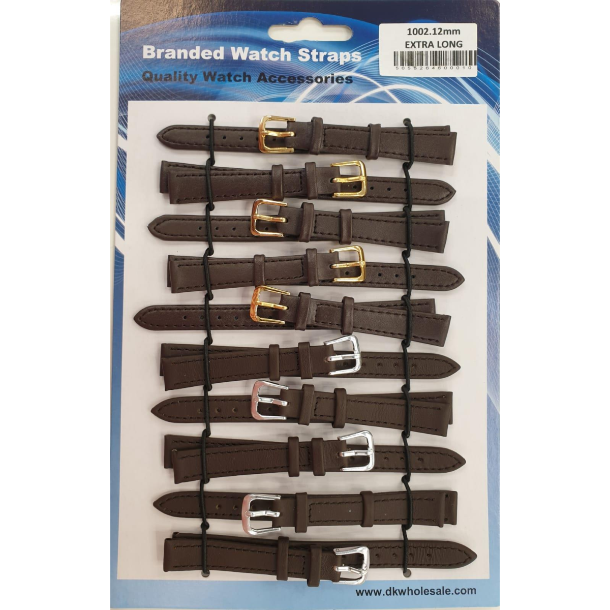 Brown Leather Extra Long Watch Straps Pack of 10 8mm 1002BR
