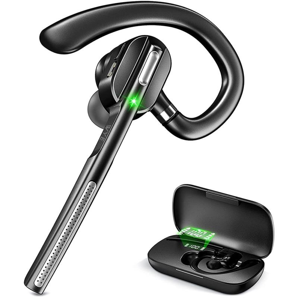WYE ProTalk One-Ear Wireless Business Headset with Active Noise Cancellation, Bluetooth 5.1