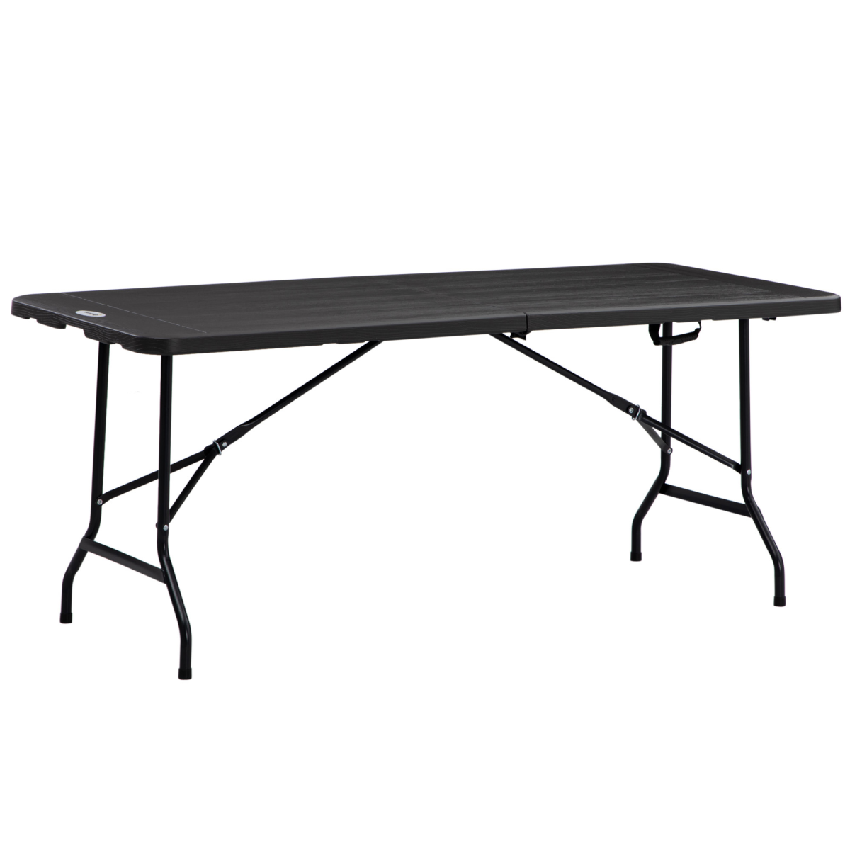 Outsunny Outdoor Folding Dining Table for 6, Wood-Like HDPE Top, Steel Frame
