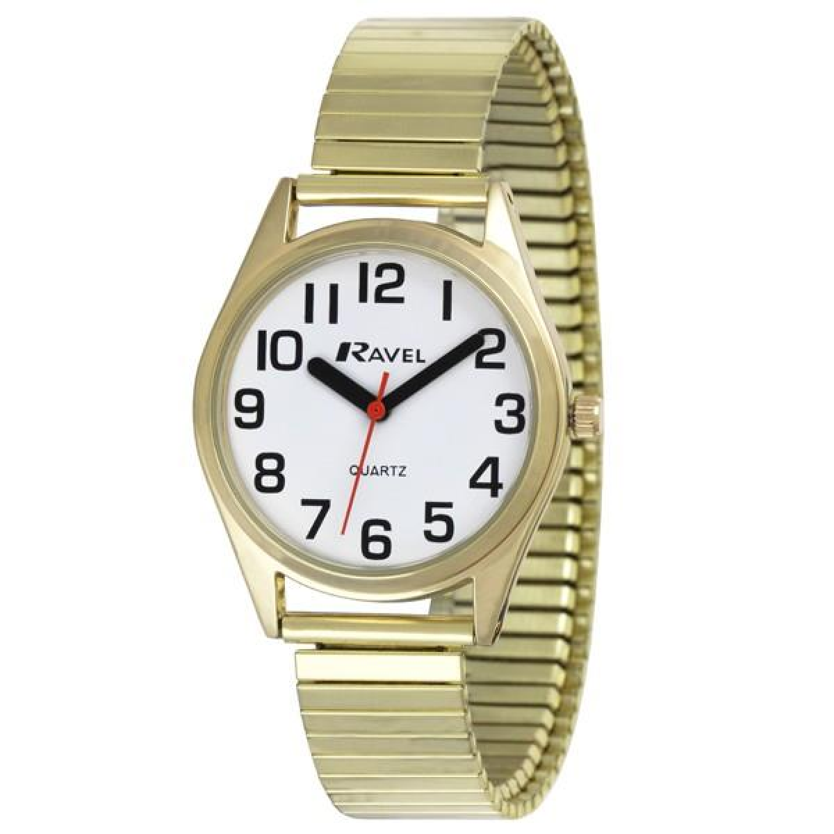 Ravel Ladies Super Bold Easy Read Gilt Expander Bracelet Watch