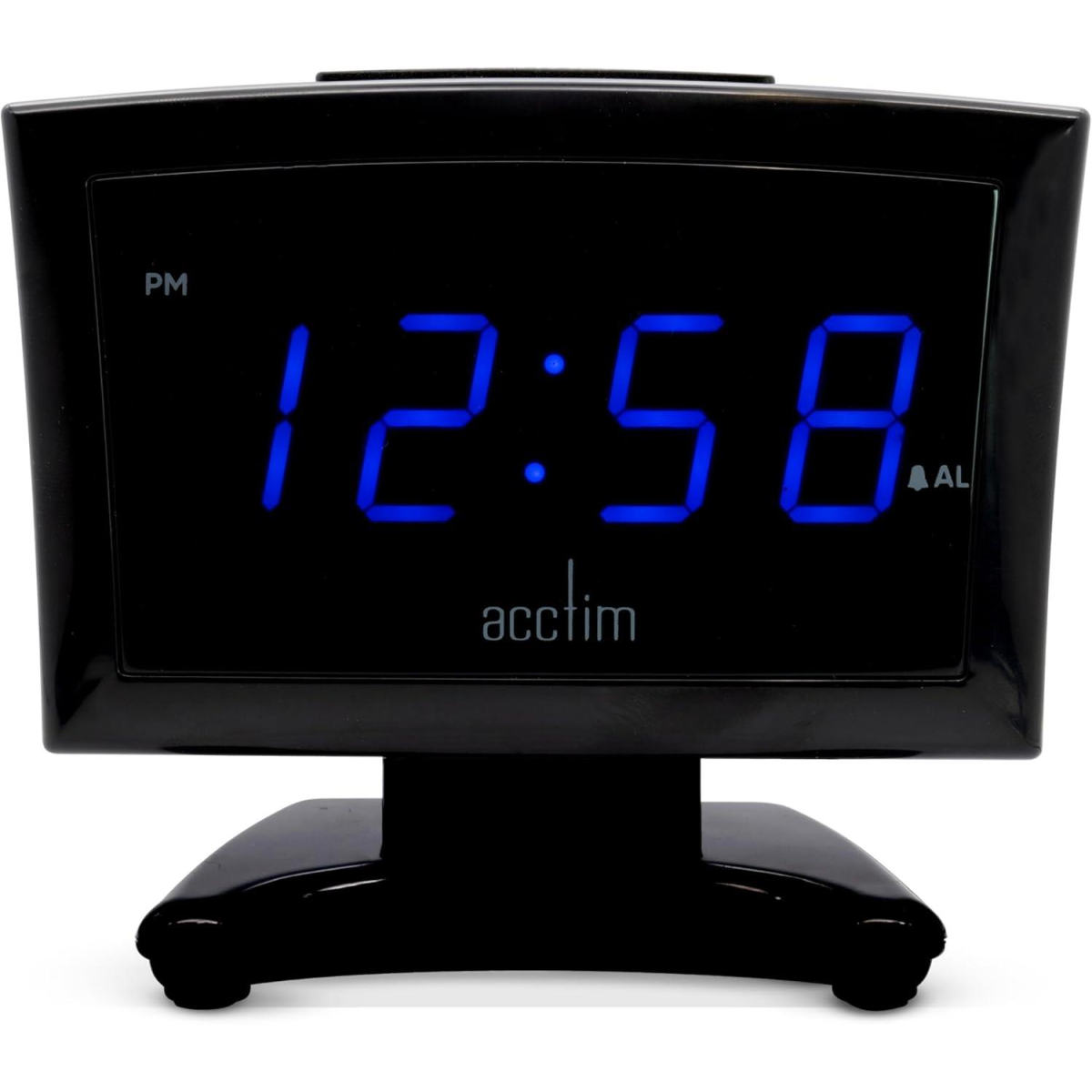 Acctim Jenson Black LED Digital Alarm Clock with USB-C Smart Connector and Blue 0.9" Display