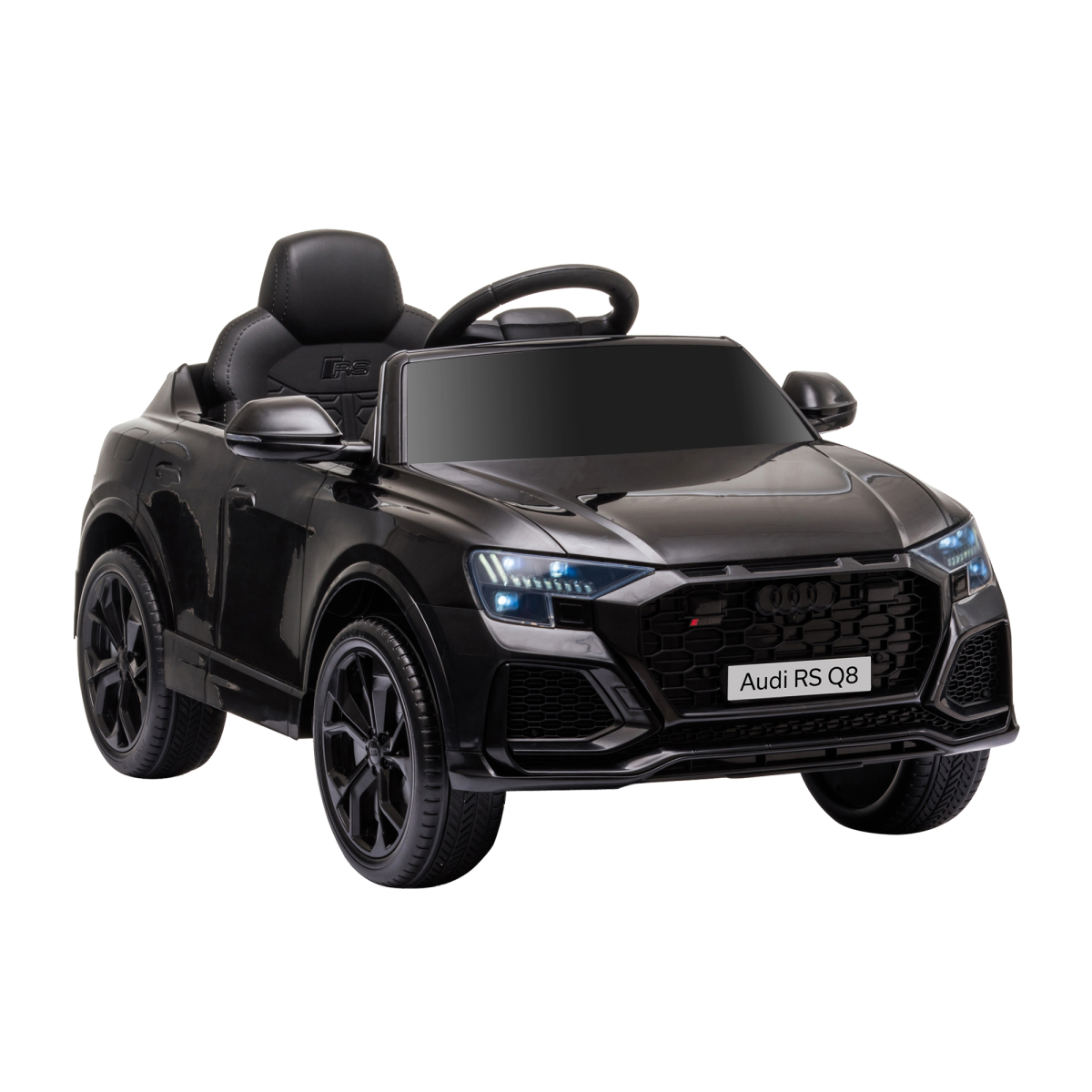 Audi RS Q8 Licensed 6V Kids Electric Ride-On Car with Remote, LED Lights, USB MP3 Bluetooth, Black