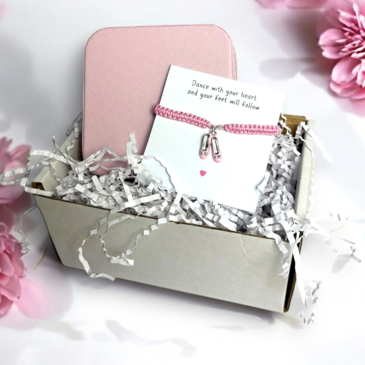 Ballet Shoes Friendship Bracelet and Pink Jewellery Box Gift Hamper for Girls, Dance Gift