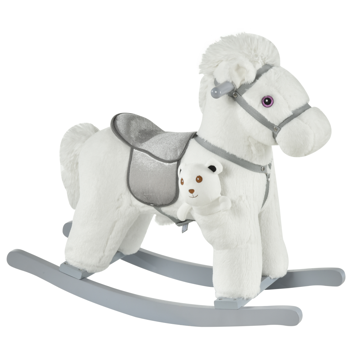Kids Plush Ride-On Rocking Horse with Sound Handlebar