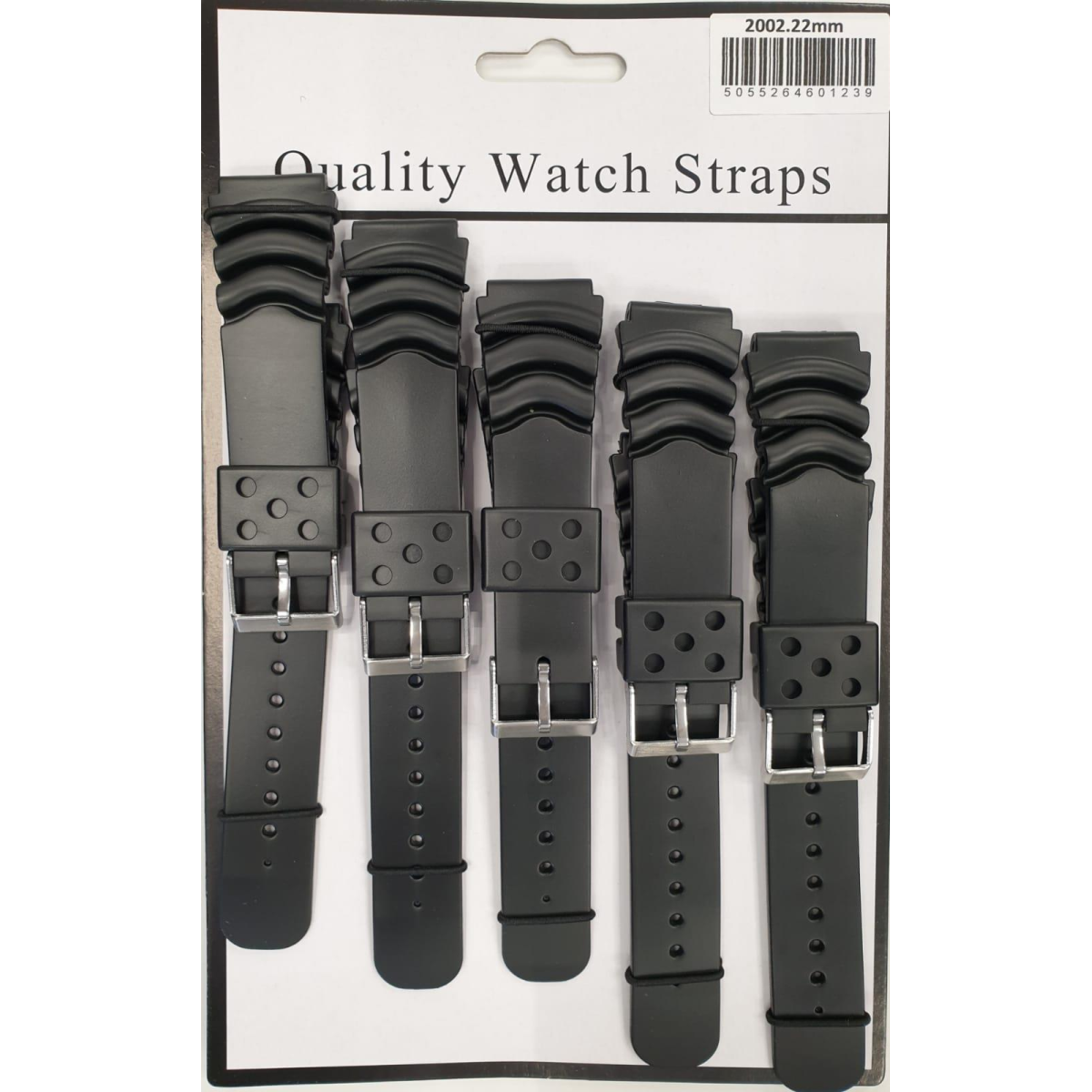2002 Heavy Duty PU Watch Straps 5 Pack 22mm