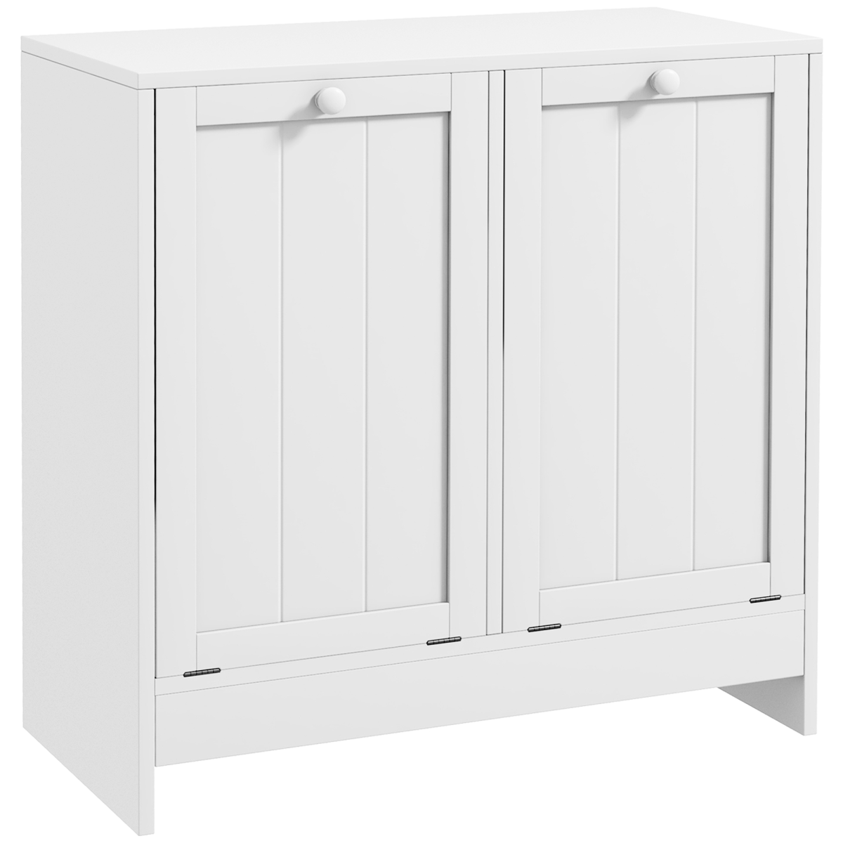 kleankin White Tilt-Out Laundry Cabinet with 2 Hamper Compartments